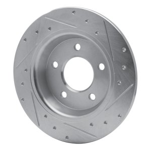 Mazda 3 Brake Rotor (1) - Rear Left - R1 Concepts - Drilled & Slotted - Silver - `04-`13